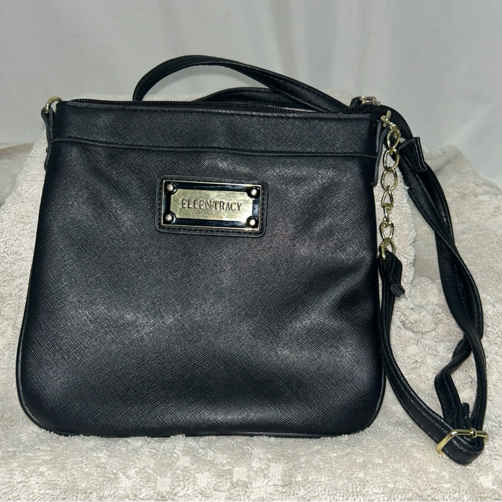 Ellen Tracy Black Crossbody Bag with Minimalist Elegance